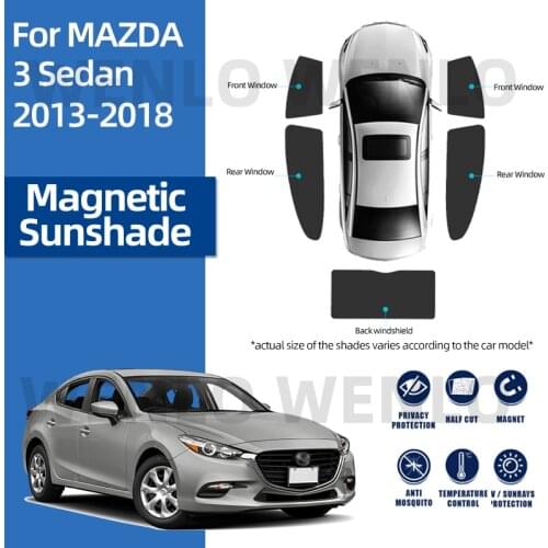 For Mazda Axela Sedan 2013-2018 Protective Sunshade Privacy Protection Sun Visor Window Meshes Removable Curtain Nylon Car Net