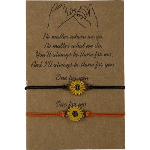 Vintage Jewelry Sunflower Designer Bracelets Gold Sunflower Quote Wish Bracelet Pinky Promise Couple Jewelry Women