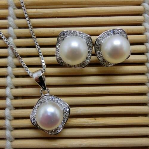 Pearl Jewelry Sets 100% Guaranteed Real 925 Sterling Silver Jewelry Sets With Freshwater Pearl YH50784