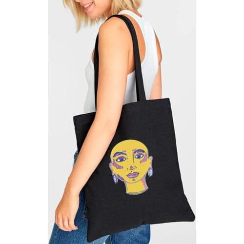 Ladies Literary Art Shoulder Handbags Painting Cloth Canvas Tote Bag Casual Shopping Travel Bags Women Eco Reusable Shopper Bags