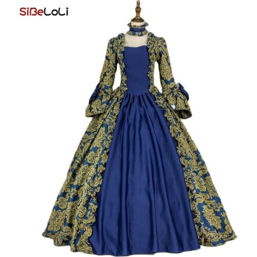 Renaissance Colonial Antique Floral Brocade Dress Vintage Victorian Era Historical Period Ball Gown Reenactment Theater Clothing