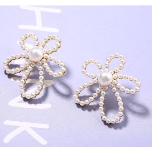 1 Pair Pearl Flower Earrings Fashion Ear Stud Elegant Women Party Jewelry Gift Ear Studs For Party Lady Accessories
