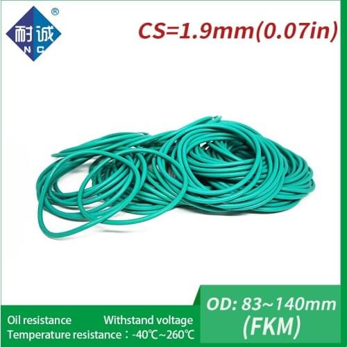 1PC/lot Rubber Ring Green FKM O ring Seals Thickness 1.9mm OD83/85/90/95/100/105/110/115/120/140mm Rubber O-Rings Fuel Washer