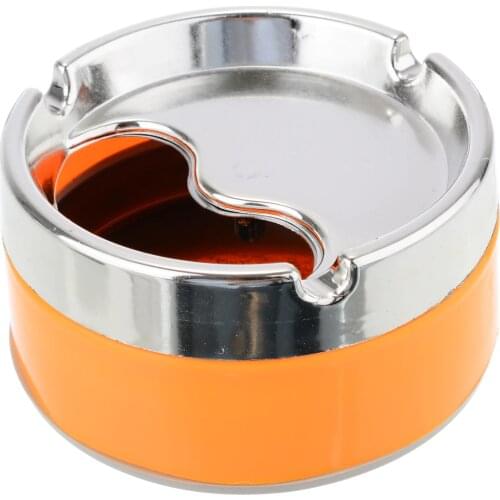 1pc New Silver Orange Detachable Rotatable Lid 360 Degree Free Rotation Stainless Steel Corrosion Resistance Cigarette Ashtray