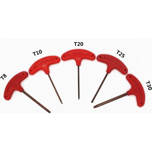 1pc T Type T8 T10 T20 T25 T30 Key Wrench Spanner red color for CNC Tool Holder Torx Screw wrench