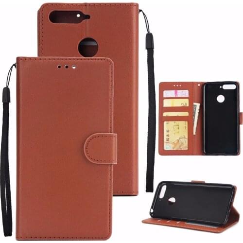 10pcs/lot free shipping Solid color Wallet PU Leather +TPU Case For Huawei Honor 7A 7APro Y6 2018 With Photo Frame Card Slots