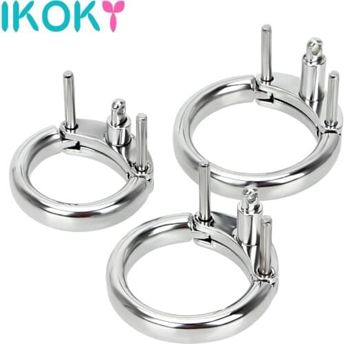IKOKY Additional Cock Ring Male Penis Lock Chastity Device Male Masturbation 3 Size Choose Restraint Cock Cage Accessories