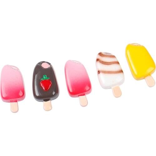 5Pcs Dollhouse Miniature Ice-cream Strawberry Mango Snow Cake Kitchen Food Popsicle Pretend food Dollhouse Decor