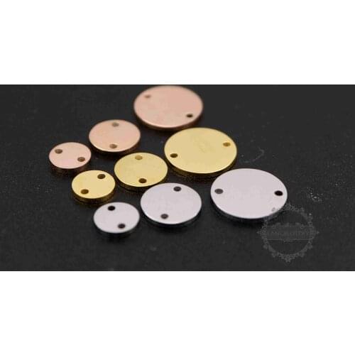 8-30mm rose gold silver stainless steel round disc charm bracelet connector for engraving stamping DIY supplies 1800406