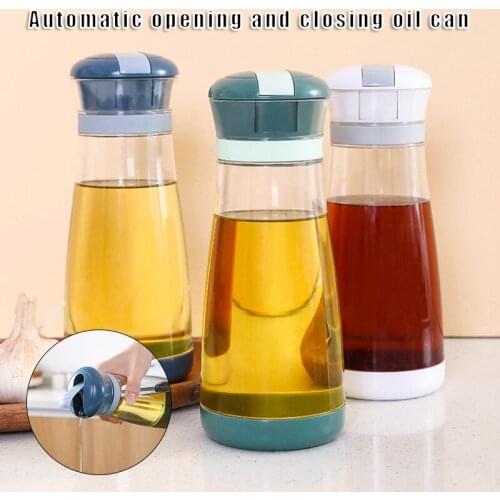 Automatic Open No Drip Glass Bottle Kitchen Oil Vinegar Measuring Spout Bottle 700ml Glass Bottle Spout Bottle Accessories