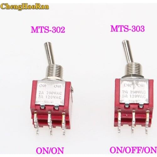 ChengHaoRan 1pcs mini MTS-302 MTS-303 Toggle Switch 9 Pin 2/3 Position ON/ON 5A/125VAC 2A/250VAC ON/OFF/ON