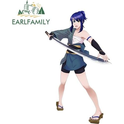 EARLFAMILY 13cm x 7.7cm for Sword Girl VAN Vinyl Car Wrap Decal Funny Car Stickers Air Conditioner Waterproof Bumper Decoration