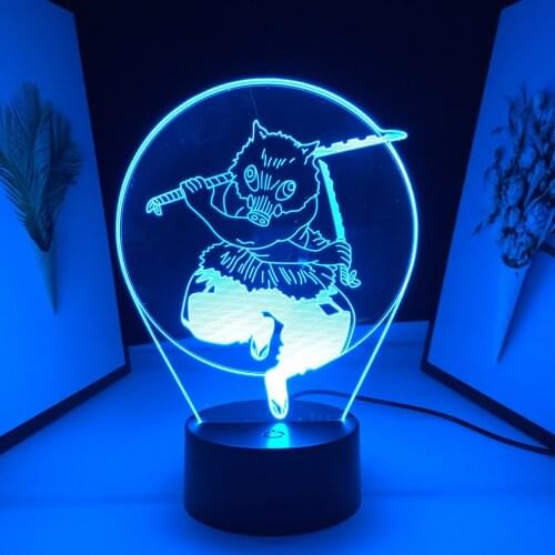 Hashibira Inosuke Figure 3D Light for Bedroom Decoration Night Light Manga Gift Room Decor LED Lamp Ainme Demon Slayer Dropship