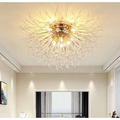 Crystal Dandelion chandelier lighting for Living Room Bedroom lustre chambre kitchen lamp chandeliers golden Led ceiling lights
