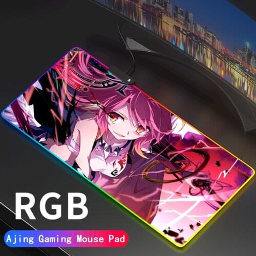Anime RGB Gaming Mouse Pad Large NO GAME NO LIFE LED Lighting Mousepad Gamer Computer Desk Mat Pad Anti-slip