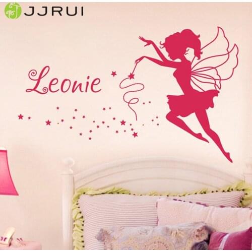 JJRUI Personalised Fairy Vinyl Wall Art Sticker Any Name Girls Kids Childrens Bedroom Decal 21 COLOR 2 size