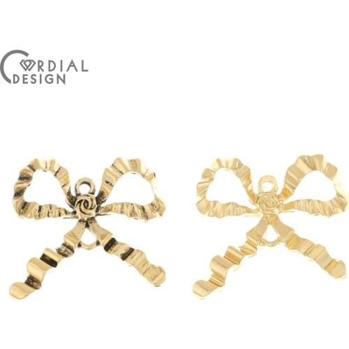 Cordial Design 50Pcs 28*30MM Jewelry Accessories/Hand Made/Pendant/Bowknot Shape/DIY Making/Earrings Findings & Component/Charms