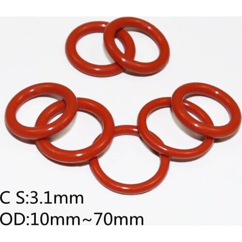 Red White VMQ O type silica gel ring, waterproof washing machine, rubber insulation, CS 3.1mm OD10mm ~ 70mm round sealing washer