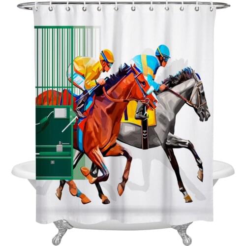 Arena Horse Racing Colorful Shower Curtain Home Bath Decorative Waterproof Polyester Fabric Bathroom Curtain