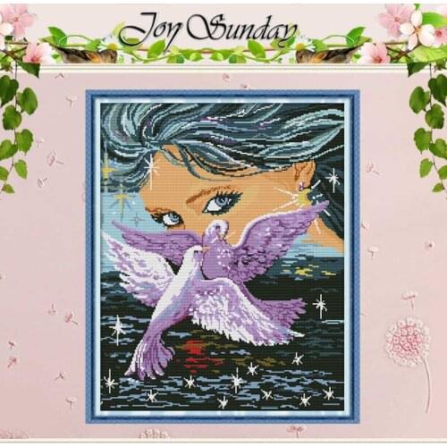 Beauty And Dove painting counted 11CT 14CT Cross Stitch Sets DIY wholesale Cross-stitch Kits Embroidery Needlework Home Decor