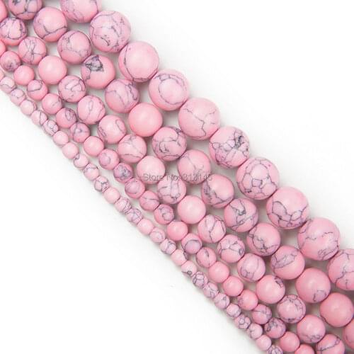 Wholesale Natural Stone Round Pink Turquoise Strand Loose Beads For DIY Beading Jewelry Bracelet Necklace Making 4 6 8 10 12mm
