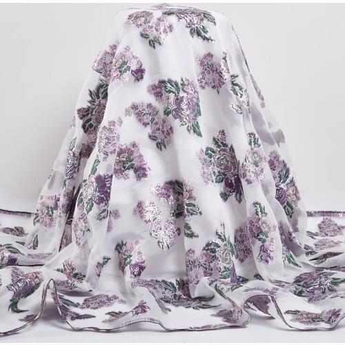 Lace Fabric Newest African Jacquard Tulle Lace Fabric 2021 Nigerian Brocade Sew Embroidrty Fabric Dresses For Women Party A 2505