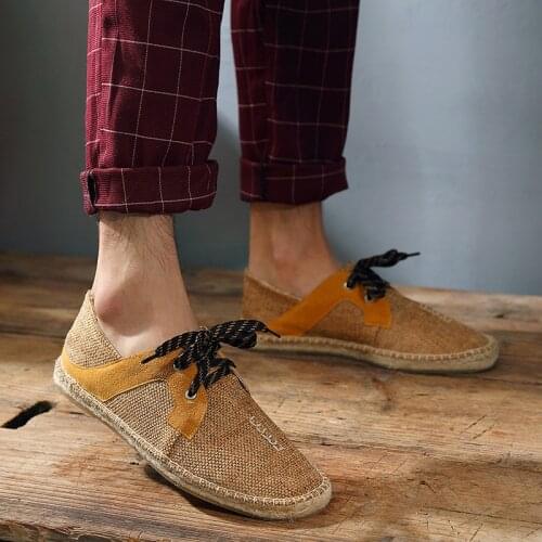 2020 New Fashion summer Fly fabricmale casual Canvas Hemp Insole Fisherman Light Shoes men Espadrille Flats Shoes