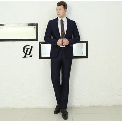 Men suit set with pants mens wedding suits new arrival slim formal dress mens groom suit + pant black fashion clothing youth