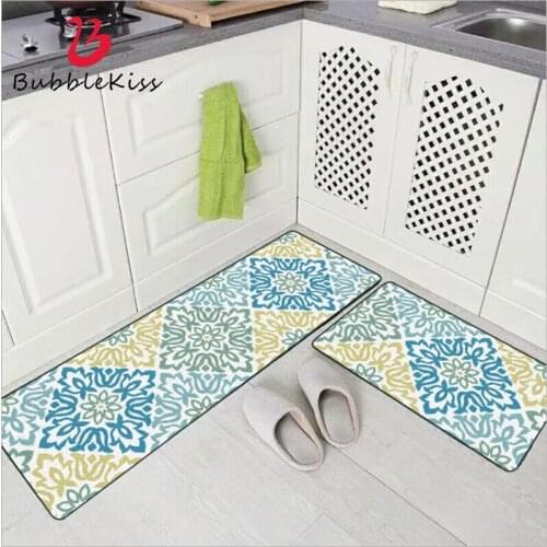 Bubble Kiss Soft Fashion Geometric Flower Pattern Kitchen Mat Floor Door Mat Waterproof Kitchen Mats 40X60cm Door Mat Entrance