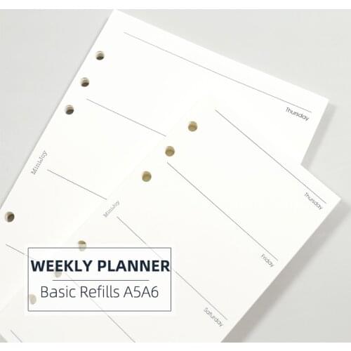 MyPretties 40 Sheets Basic Weekly Planner Refill Papers A5 A6 Filler Papers for 6 Hole Binder Organizer Notebook Papers