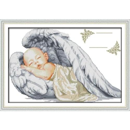 Little Angel Birth Printed Cross Stitch Patterns Kits Canvas Embroidery Sets 11CT 14CT DIY Handmade Needlework Crafts Home Decor