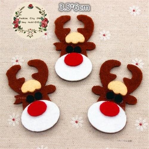 10pcs/lot Non-woven Fabric Handmade Kawaii Christmas Reindeer Patches Felt Accessories for DIY Scrapbooking,3.5*6cm