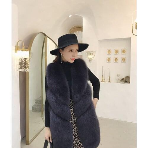 Real Full Pelt Fox Fur Vest Coats Winter Warm Sleeveless Slim Vests Jackets Coat Women Clothes Manteau Femme Hiver ZL633