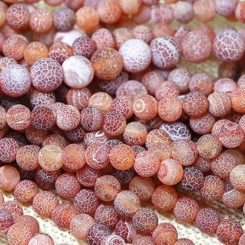 Natural stone 4,6,8,10,12mm round red weathered agat carnelian onyx frosted matte loose beads jewelry making 15inch B1596