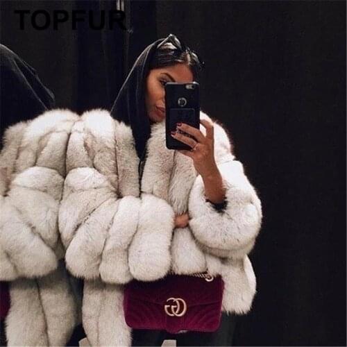TOPFUR New Fashion Winter Natrual Fox Fur Coat Real Fur Coat For Women Jacket For Female Basic Jackets Outerwear & Coats