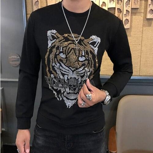 European style Fall hoodies 2019 Mens New Personality Tiger Head Heavy Work Ironing man Clothes sweatshirts