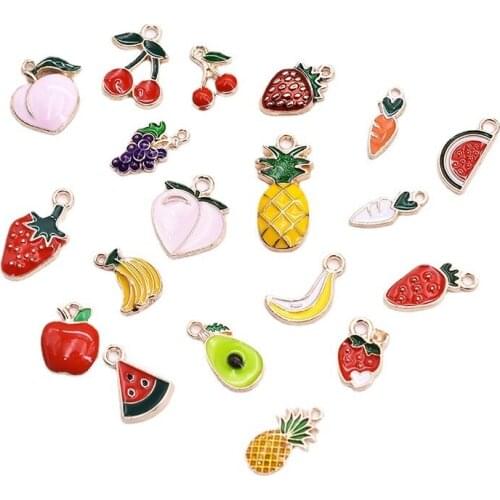 10PCS Fruit Series Alloy Charms For Jewelry DIY Making Cute Strawberry Handmade Pendants Accessories Necklace Bracelet Keychain