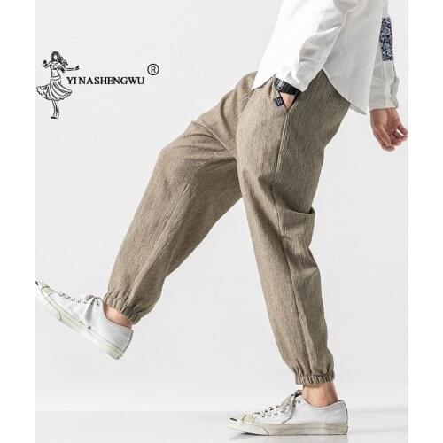 Casual Japanese Kimono Traditional Pants Casual Harem Pants Men Trousers Male Chinese Harajuku Linen long Pants Asian Clothing