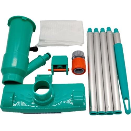 Pool Vacuum Head with Brush Bag 4-Section Pole for Above Ground Inground Pools Spas Ponds Fountains Green Vacuum Brush Cleaner