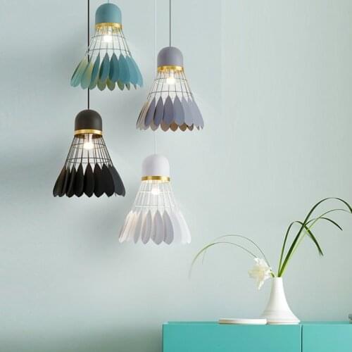 Restaurant Bar Badminton Modern Pendant Light Simple Bedroom Nordic Lighting Creative Color Iron Dining Room Lights Pendant Lamp