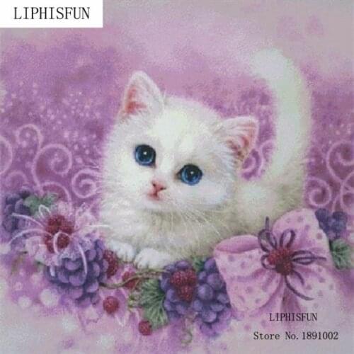 Needlework Diamond Flower Diamond Embroidery Cats Pictures Of Rhinestones Hobbies And Crafts Material For Handmade Home Decor