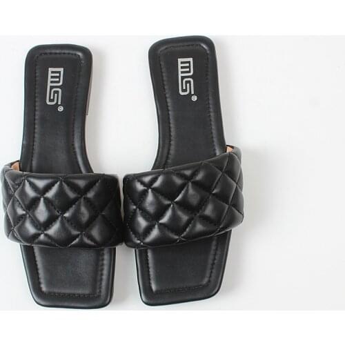 Womens flat bottom sandal 2021 summer new Pu embroidery thread comfortable wear slippers women fashion 35-41