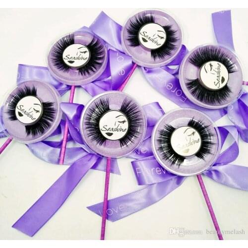 Seashine 5D Mink Strip Lashes Lollipop Mix Color EyeLashes Private Lable For Buyer Free Shipping