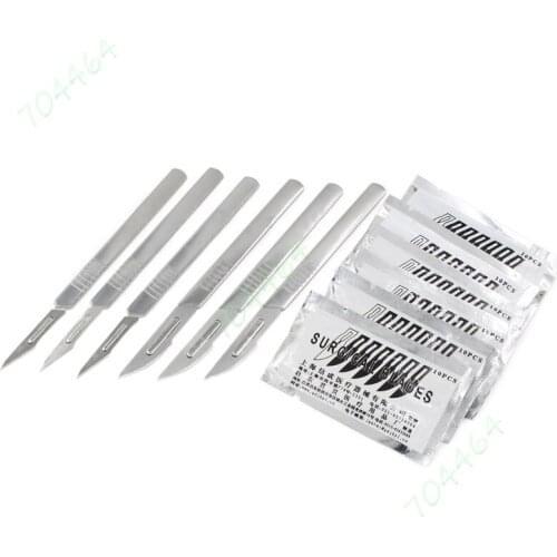 Mixed 6pcs #3 #4 Handle + 60pcs #11 #23 Blades Carbon Steel Surgical Scalpel