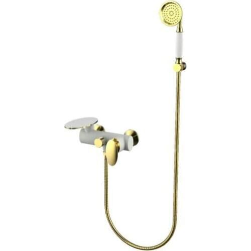 Contemporary White gold 2 Holes waterfall Bathtub shower Faucet with Hand Shower Wall mounted