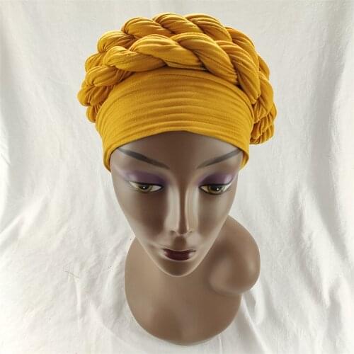 2021African Nigerian Turban Cap With Women Cotton Breathe Hat Muslim Scarf Gel Headgear Wide Brim Auto Gele Aso Ebi Headtie