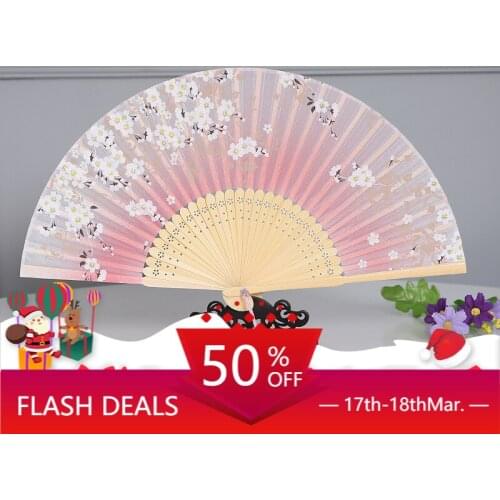 Fan Female Folding Fan Silk 6.5 Inch Japanese Silk Hanfu Gift Small Size Classical Dance Catwalk Chinese Style hand fan