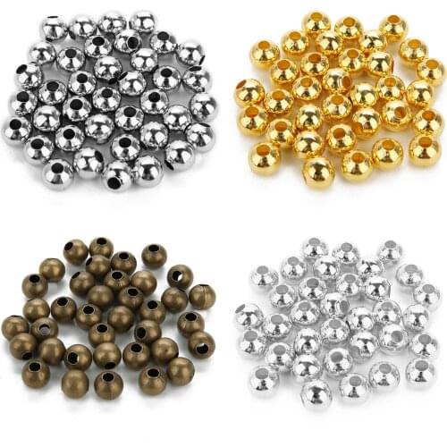 Gold/Bronze/Silver Color Tone Metal Beads Ball Spacer Round Seed Beads for Jewelry Making Findings Accessories DIY 3/4/6mm