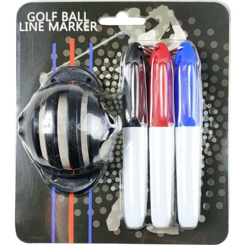 1Set Golf Ball Line Marker Tool Triple Track Template Alignment Marks Tool +3Pen With Blister Box Golf Gift