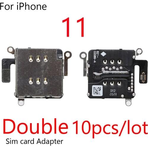 10pcs/lot Sim Card Tray Socket Slot Adapter Connector Reader Flex Cable For iPhone 11 XR Container Holder Replacement Parts
